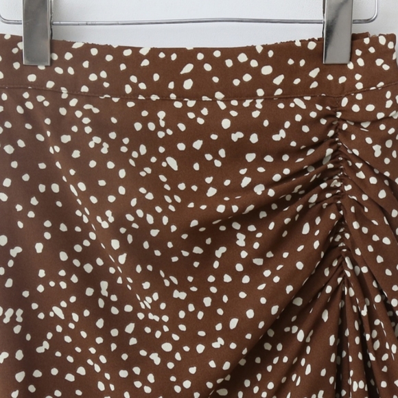 dot brown shirring skirt - Picture 5 of 7